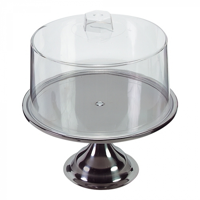 Tortenplatte Inox f. Kuchen 30 cm + Abdeckhaube